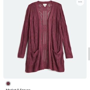 Market & Spruce Women's Deep Burgundy Cardigan